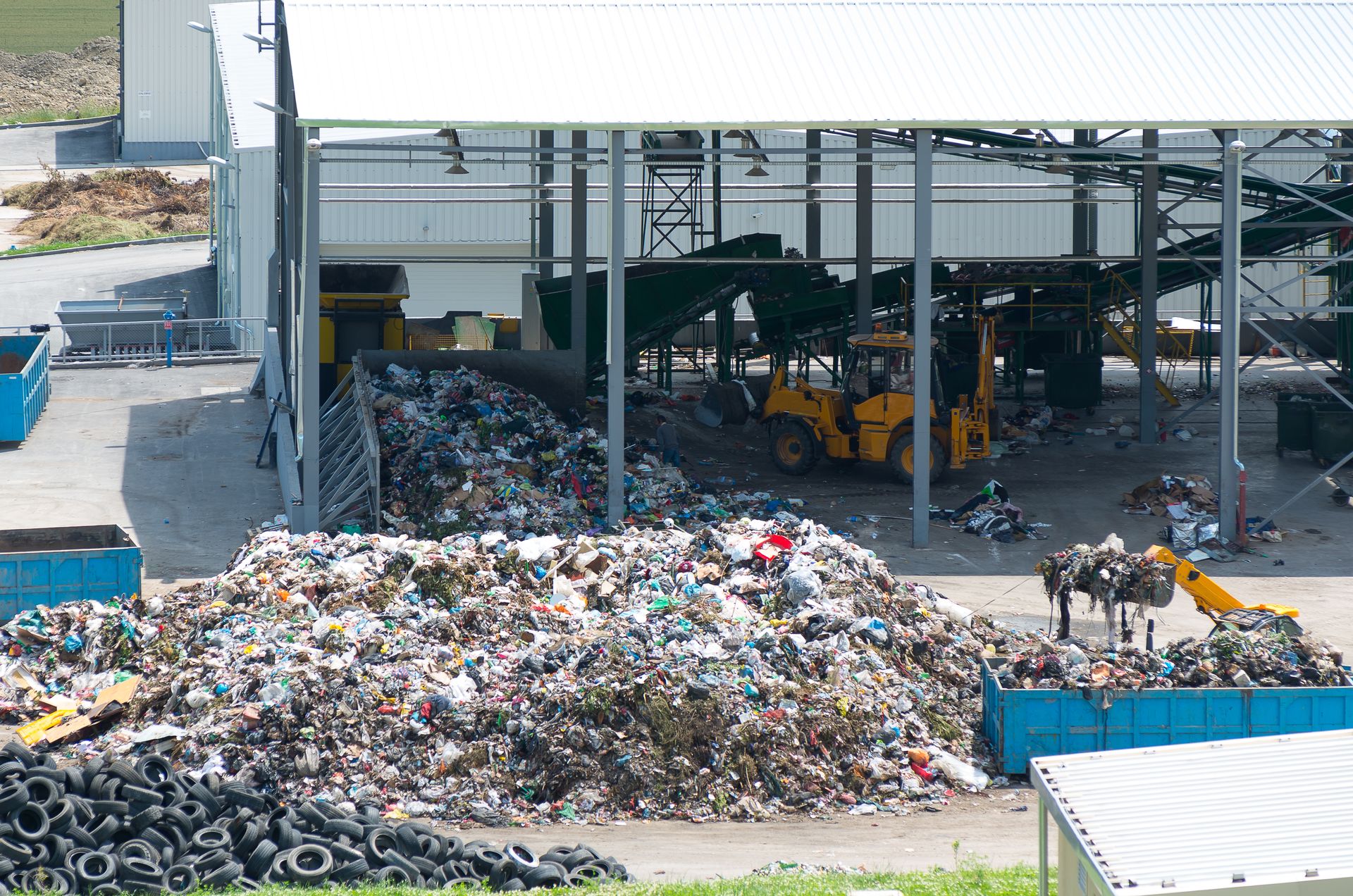 Urban landfill. Waste treatment plant depot. Waste disposal, management, reuse, recycle and recovery concept